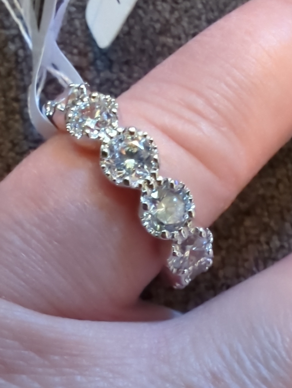 Sterling Silver Dia Simulant Halo Band - Clear Bella luce